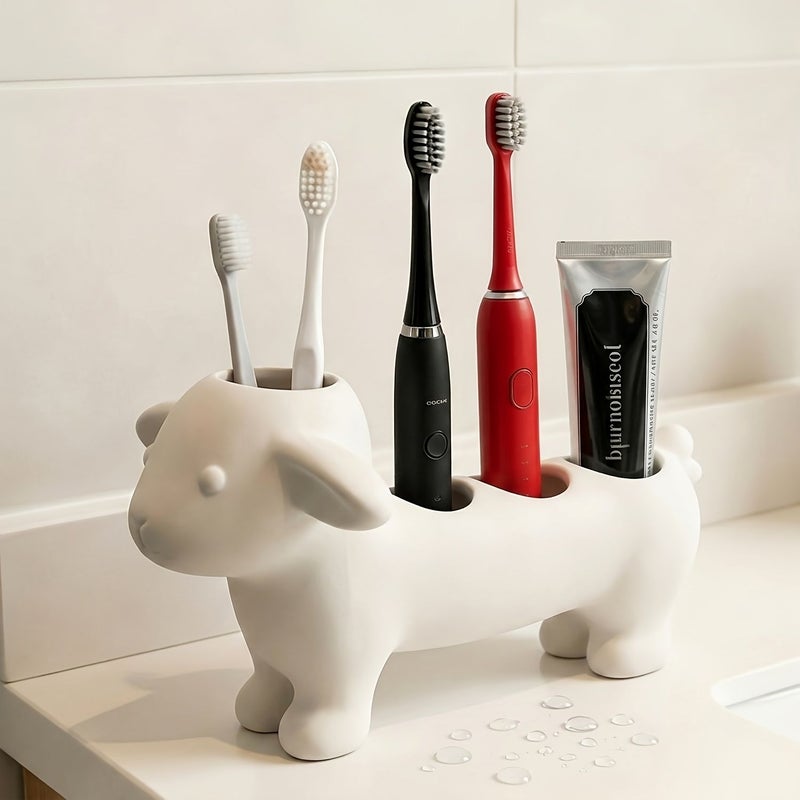 Black 4 Compartment Farmhouse Toothbrush Holder Space Saving Bathroom Storage - Image 2