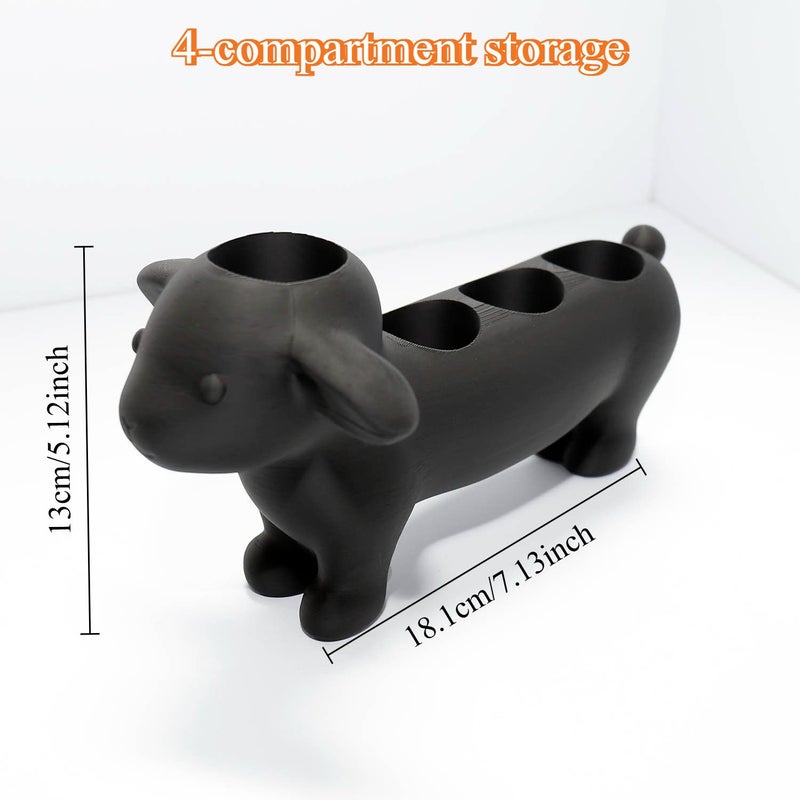 Black 4 Compartment Farmhouse Toothbrush Holder Space Saving Bathroom Storage - Image 3