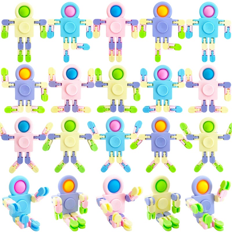 Eerrhhaq 20 Pcs Funny Sensory Fidget ToysTransformable Chain Robot Finger ToyStress Relief Fingertip Gyro Toys for Party FavorsGiftsClassroom Supplies Prizes - Image 2
