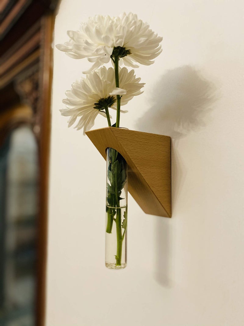 LABZIO Wood Home - Wall Hanging Flower Vase for Homes, Offices and Cafes, Beige - Image 1