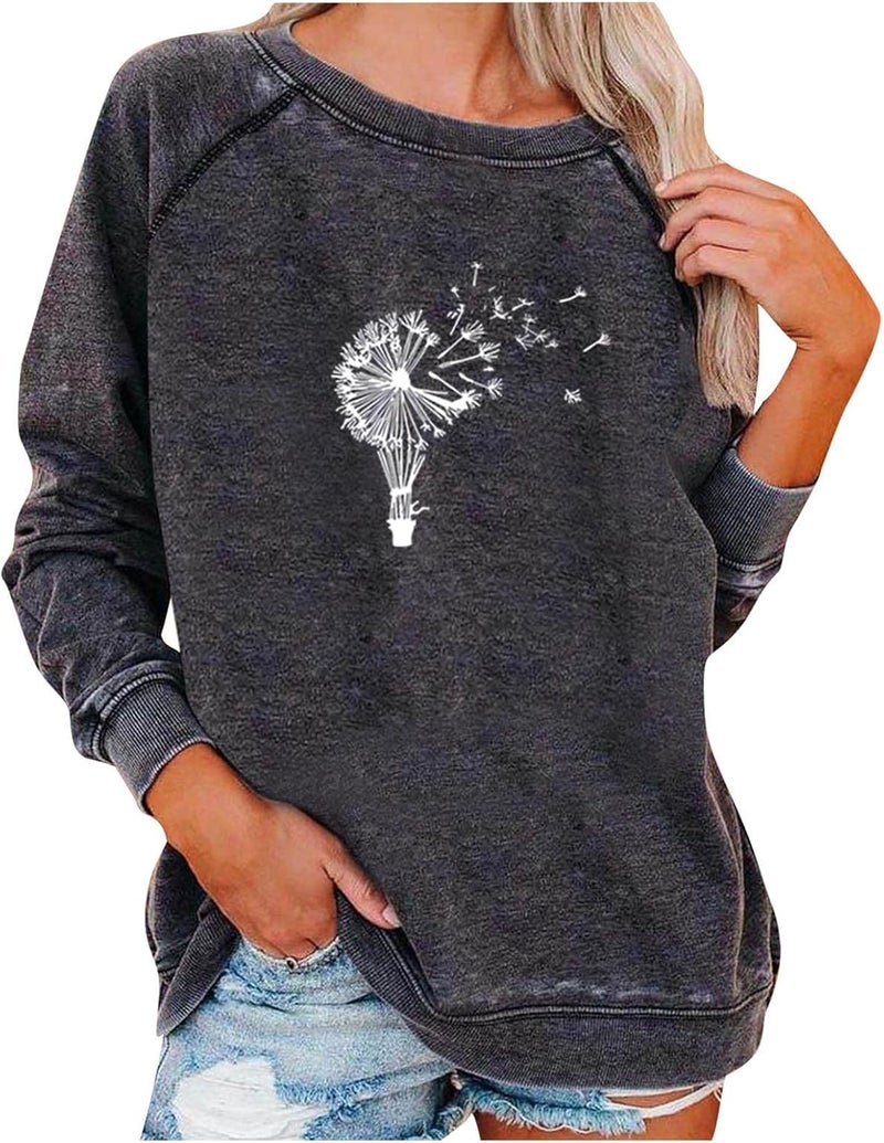 cheekyglo Long Sleeve Crewneck Sweatshirt for Women Casual Graphic Print Workout Pullover Blouse Comfy Relaxed Fit Fall Coat - Image 1