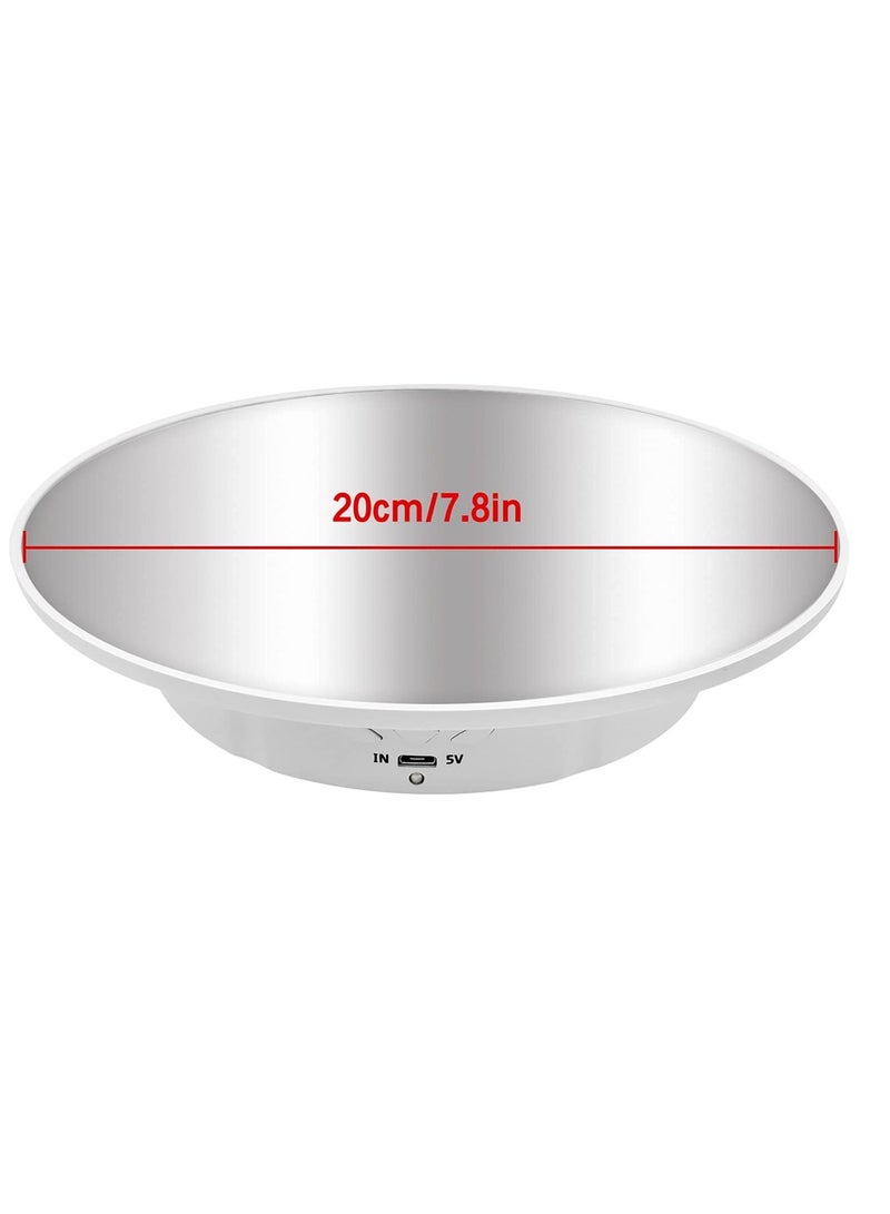 Y&D Motorized Rotating Display Stand, 7.87inch, 17.6LB Load Ultra-Quiet 360 Degree Electric Turntable Stand for Photography Products, Jewelry, Cake,3D Model (White) - Image 4