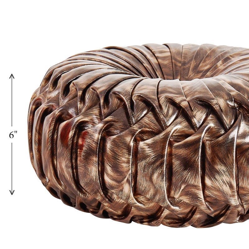 EUCIOR Round Decorative Pillow,Handmade Circle Pillow,Smooth Metallic Leather Round Pillows for Couch Home Decor Bedroom Living Room Bed Sofa - Image 3