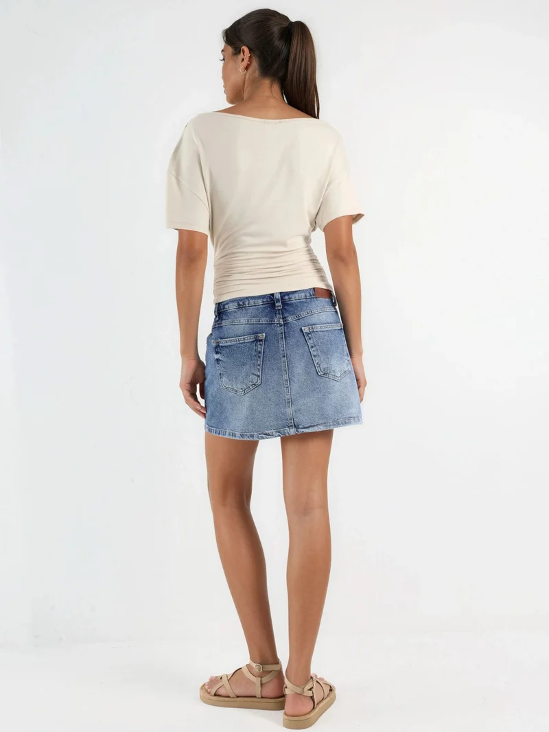 HICCUP Asymmetrical Neck Soft Viscose Knit Top