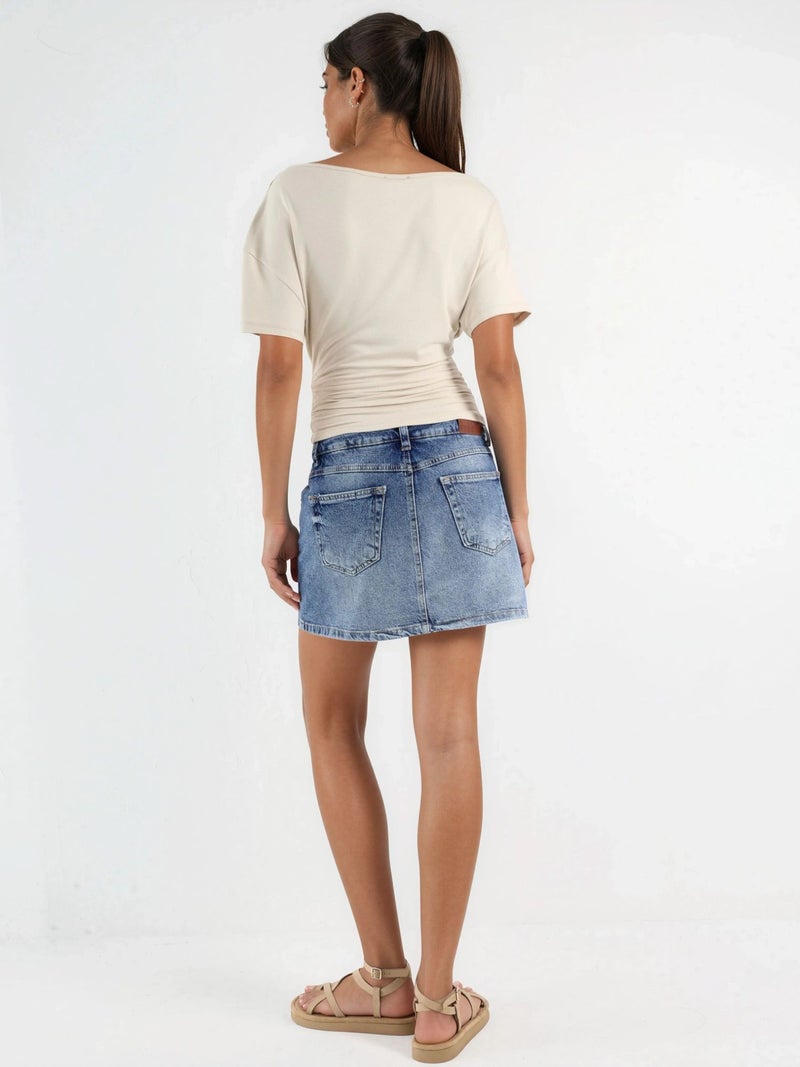 HICCUP Asymmetrical Neck Soft Viscose Knit Top - Image 2