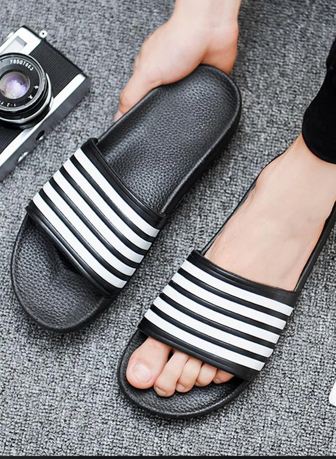 Take Two Men Black Striped Slides