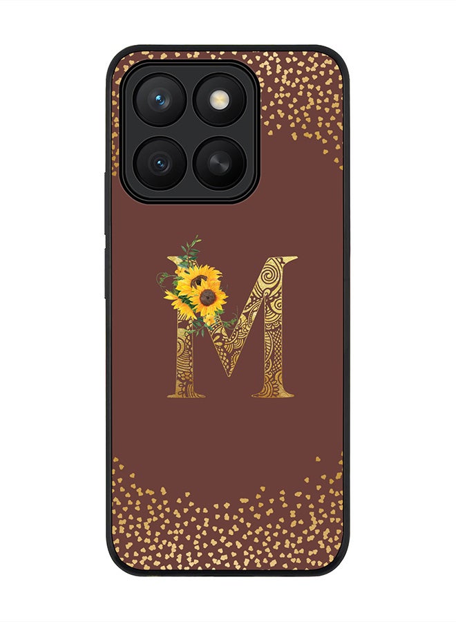 Stylizedd For Honor X8c Case,Slim fit Camera Protection, Shockproof Thin Phone cover  - Custom Floral Monogram - M  (Brown )