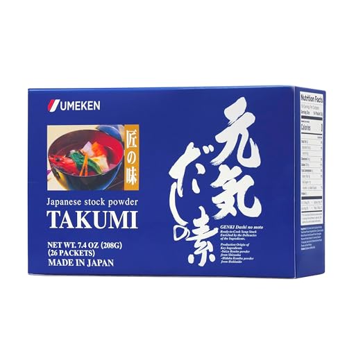 Umeken Takumi Stock Powder, Dashi Japanese Packets for Flavoring your Meals, Umami, Japanese Bonito & Dashi Seasoning Powder with 4 Portions per Packet, No MSG Added, 26 Packets, 7.4 oz Box, Pack of 1 - Image 1