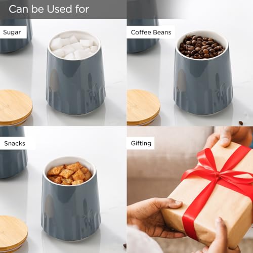 UMAI Ceramic Jars For Kitchen Storage With Ceramic Lid | Airtight Kitchen Containers Set | Multipurpose Jars For Pickles Dry Fruits Nuts Pulses | Pack of 3 (280ml (Grey)) - Image 5