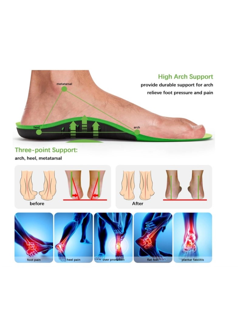 OASIS-TH Heavy Duty Orthotics Insoles For Flat Feet, Breathable Comfort Flat Feet Insoles, Arch Support to Reduce Feet Pain Size L Men 10-12 Women 11-13 - Image 2