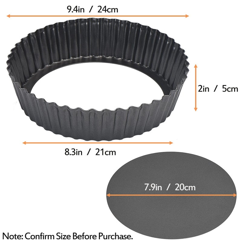 Kazozobi 2 Pack Nonstick Tart Pan Quiche Pan Carbon Steel Deep-Dish Pie Pan With Removable Loose Bottom (9.4 In) - Image 2
