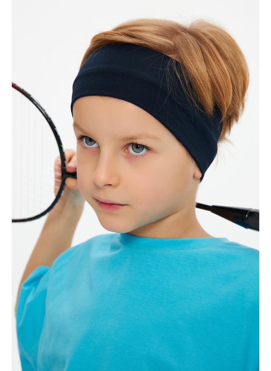 Babygiz Navy Blue-Aqua Boy's Cotton Combed Oversize Aqua T-Shirt Navy Blue Bandana 2-Piece Set  - Image 2