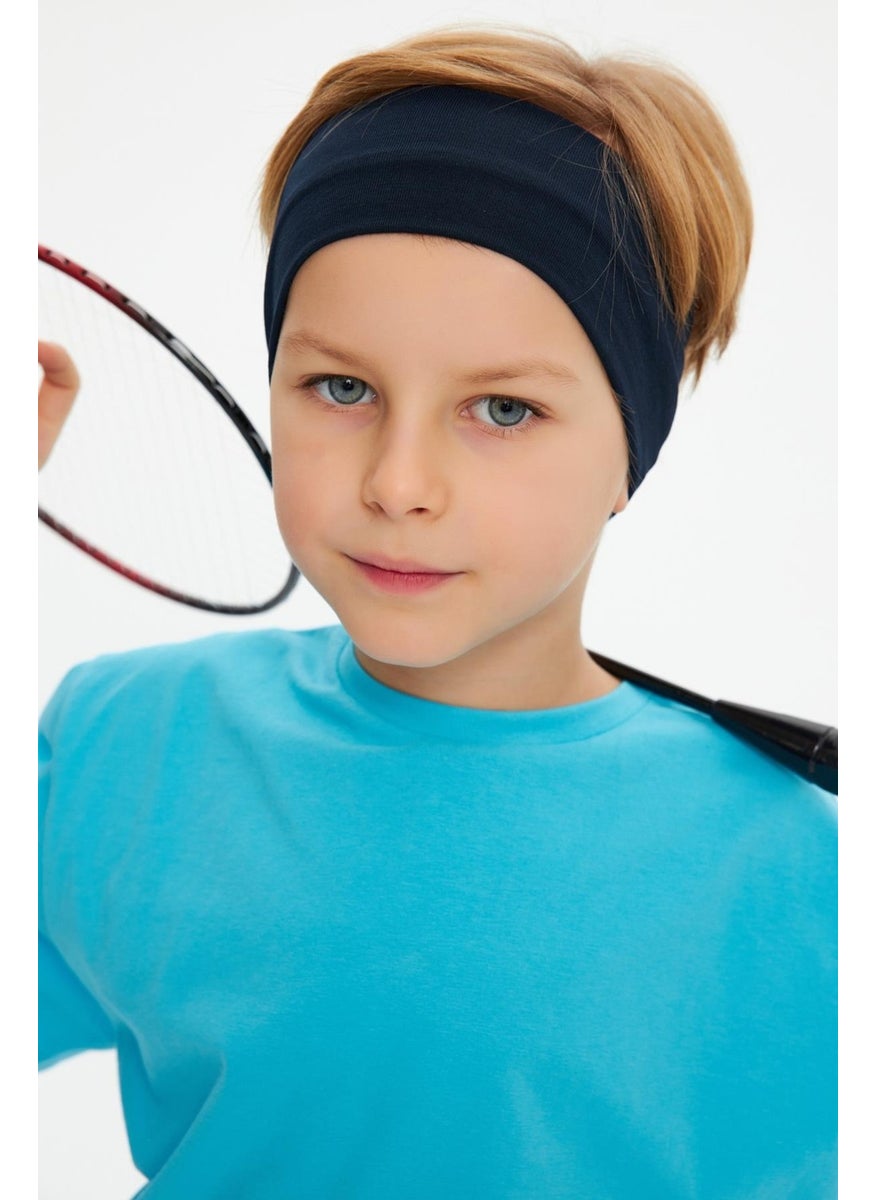 Babygiz Navy Blue-Aqua Boy's Cotton Combed Oversize Aqua T-Shirt Navy Blue Bandana 2-Piece Set  - Image 3