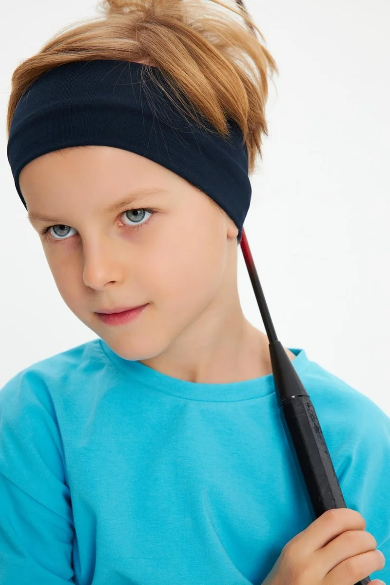 Babygiz Navy Blue-Aqua Boy's Cotton Combed Oversize Aqua T-Shirt Navy Blue Bandana 2-Piece Set