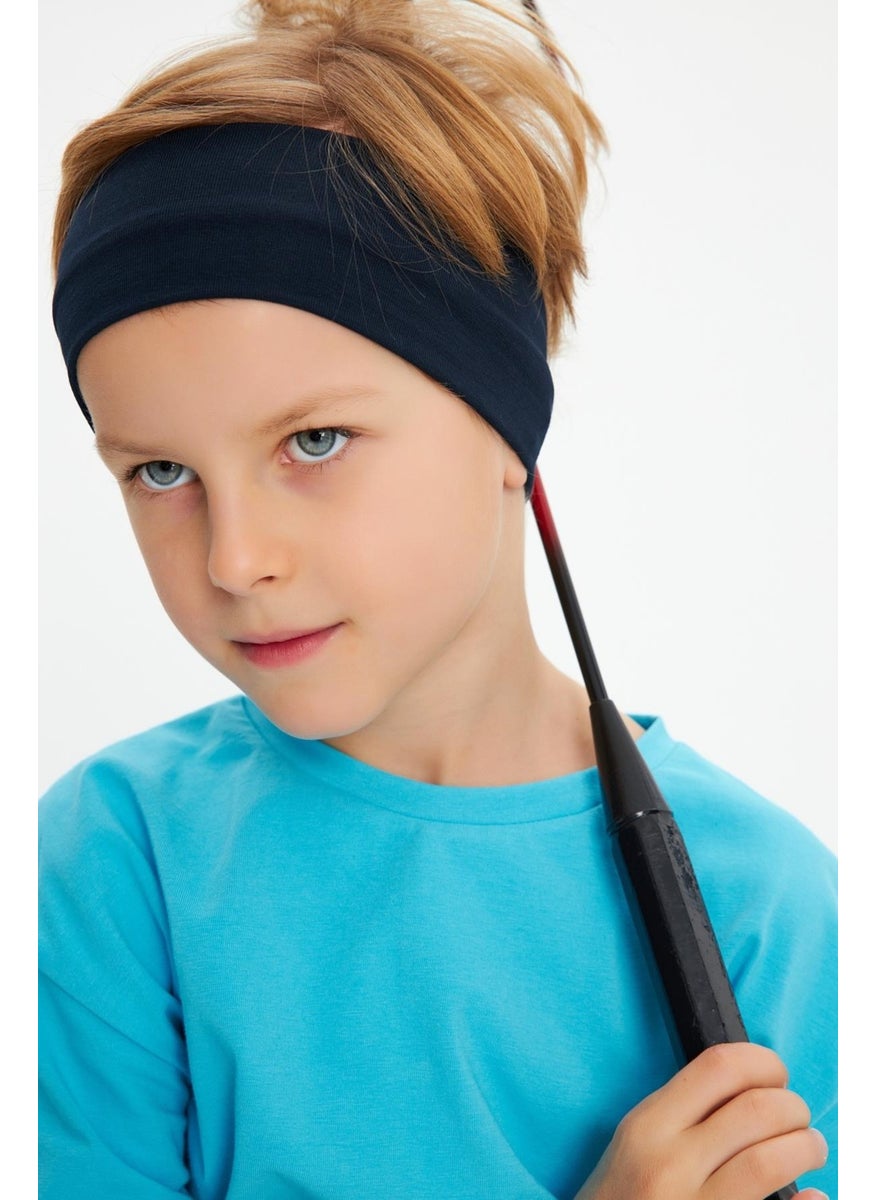 Babygiz Navy Blue-Aqua Boy's Cotton Combed Oversize Aqua T-Shirt Navy Blue Bandana 2-Piece Set  - Image 5