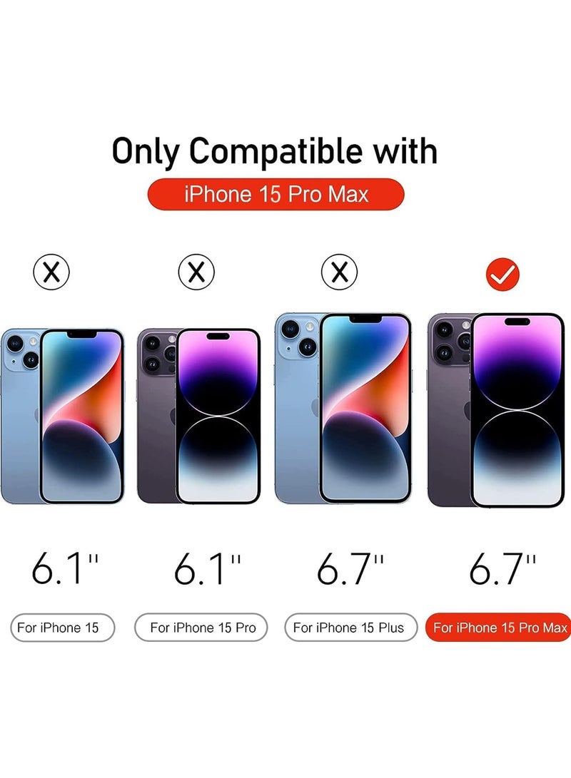 واقي شاشة لهاتف iPhone 15 Pro Max واقي شاشة من الزجاج المقسى 9H صلابة مضادة للخدش وبصمات الأصابع مقاومة للخدش بالكامل من الحافة إلى الحافة زجاج مضاد للكسر لهاتف iPhone 15 Pro Max - Image 2