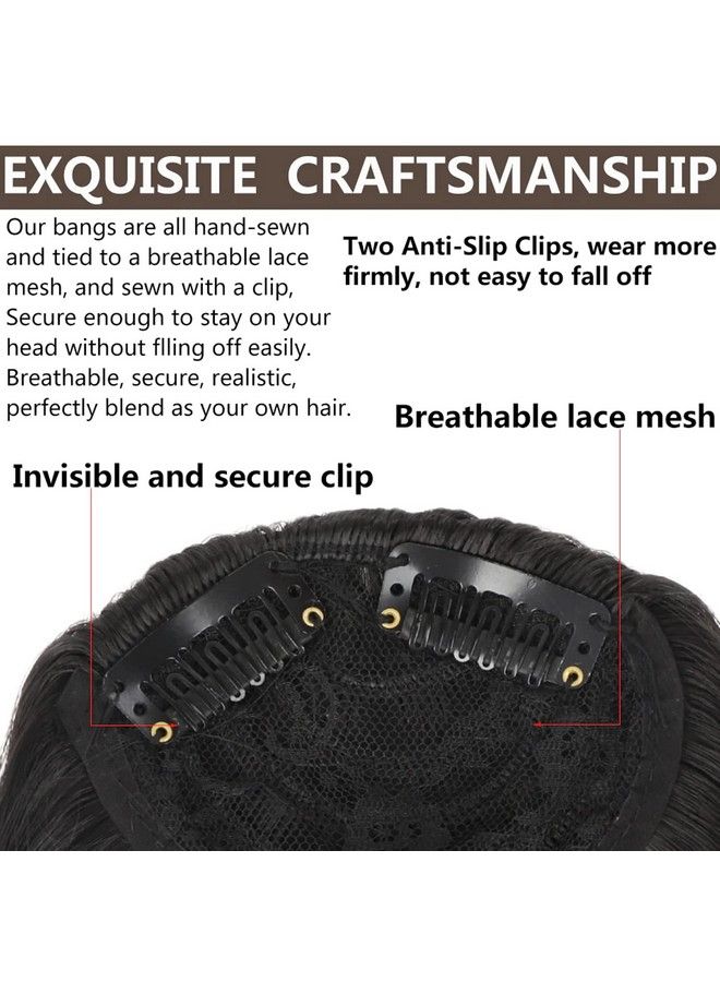 PRAVRAJYA وصلات شعر أمامية للنساء بمشبك تثبيت على الشعر مع غرة شعر رفيعة للنساء والفتيات (أسود) - Image 3