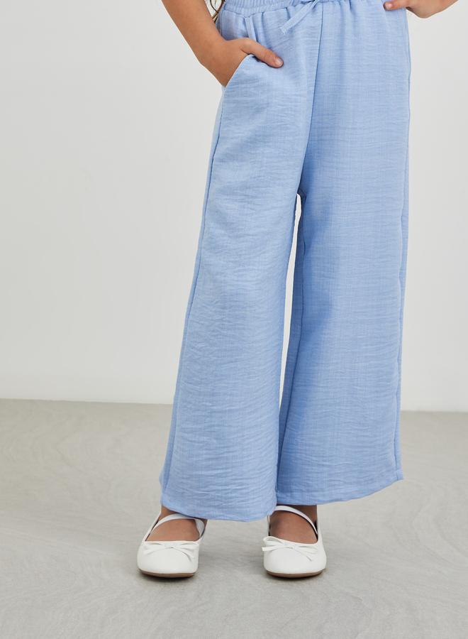 Styli Girls Solid Short Sleeve Blouse and Pants Set - Image 4