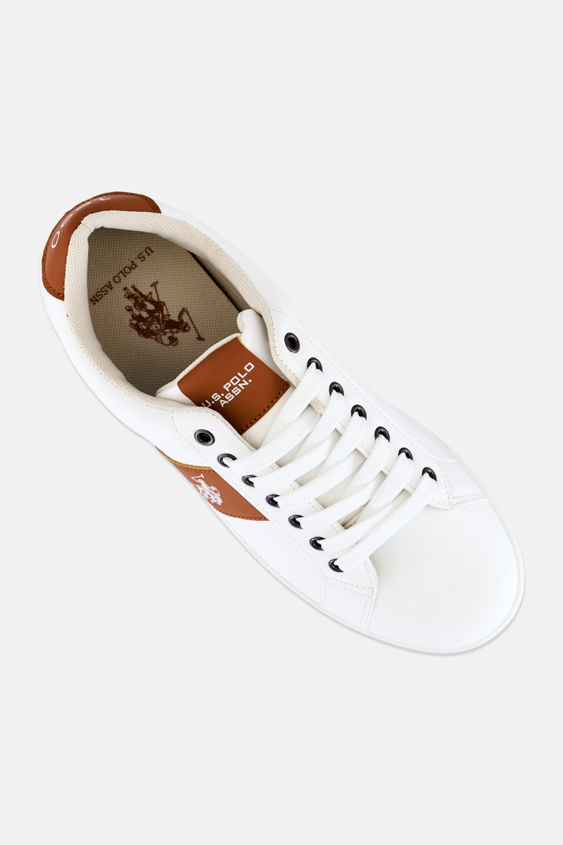 U.S. Polo Assn. Men Lace Up Brand Logo Causal Shoes, White - Image 4