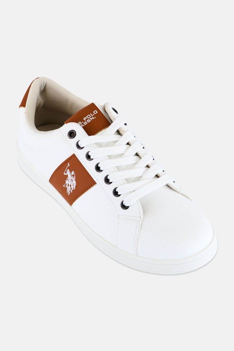 U.S. Polo Assn. Men Lace Up Brand Logo Causal Shoes, White - Image 1