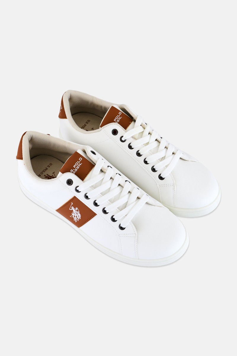 U.S. Polo Assn. Men Lace Up Brand Logo Causal Shoes, White - Image 2