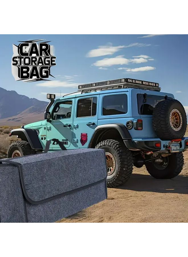 Gray Foldable Car Trunk Organizer Multi Compartment Storage Box - Image 5