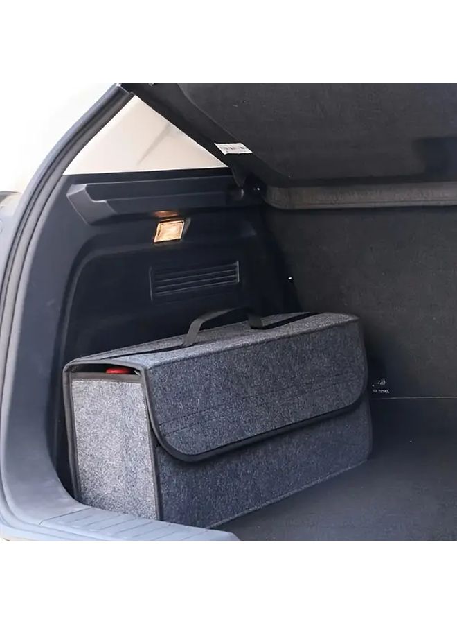 Gray Foldable Car Trunk Organizer Multi Compartment Storage Box - Image 1