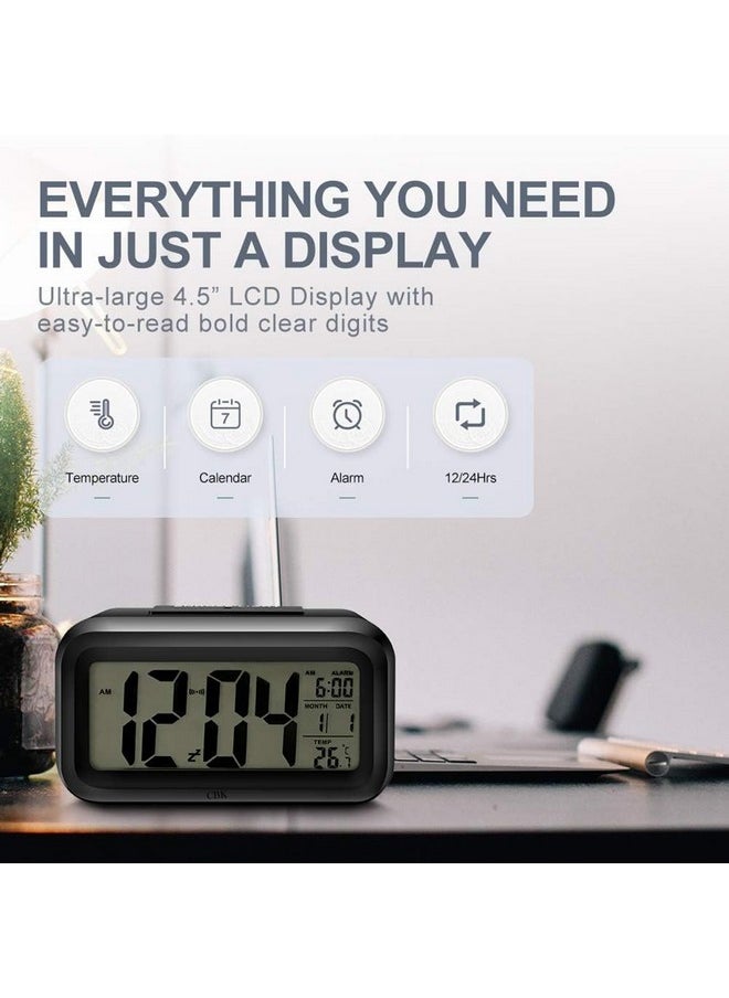 CBK - CBK Plastic Digital Alarm Clock Table Clock For Students, Home, Office, Corporate With Automatic Sensor, Date & Temperature, 5.91 Inch, 15 cm,Black - Image 1