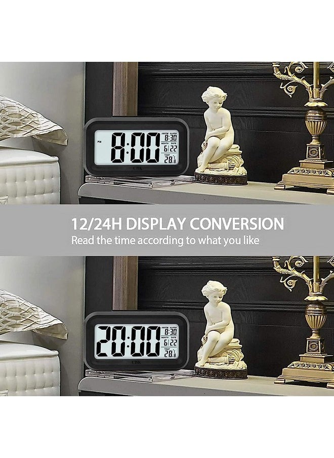 CBK - CBK Plastic Digital Alarm Clock Table Clock For Students, Home, Office, Corporate With Automatic Sensor, Date & Temperature, 5.91 Inch, 15 cm,Black - Image 1