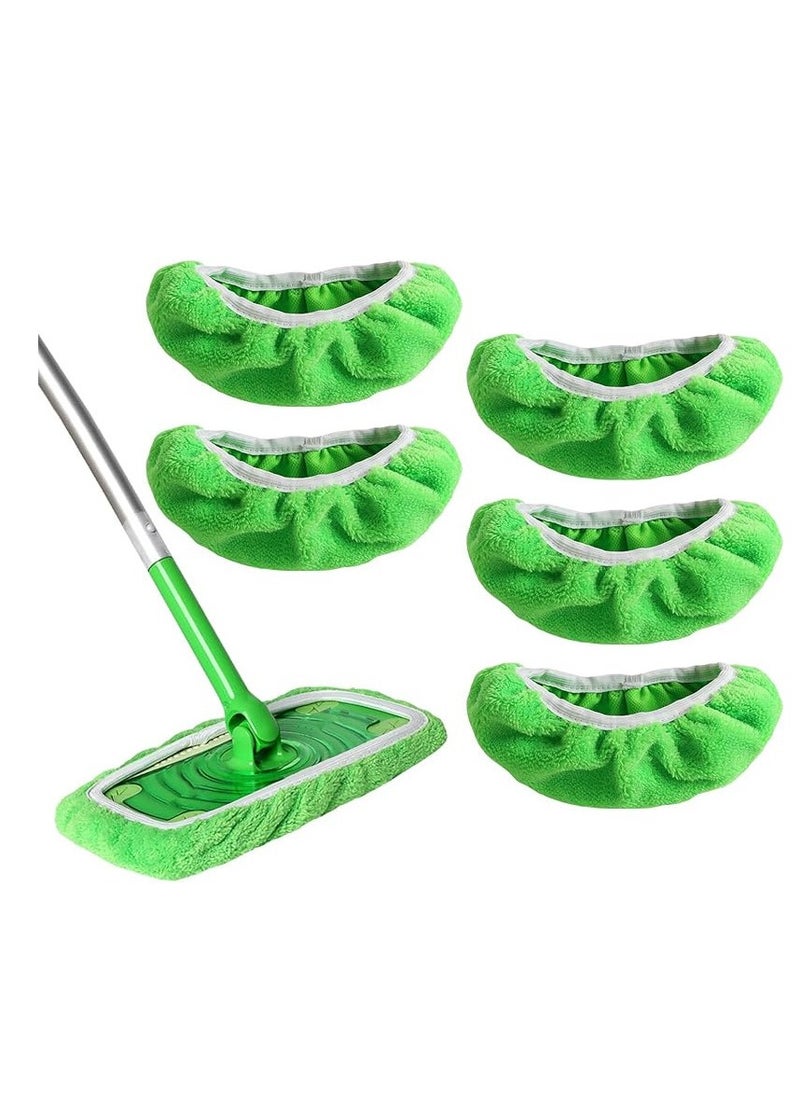 Nakhl - 5PCS Washable Microfiber Mop Pads for Swiffer Sweeper, Wash and Reuse Mop Pads Wet and Dry Mop Pads Multi-Surface Reusable Mop Pads Easy Attach Microfiber Pads for Surface and Hardwood Floor Cleaning - Image 1