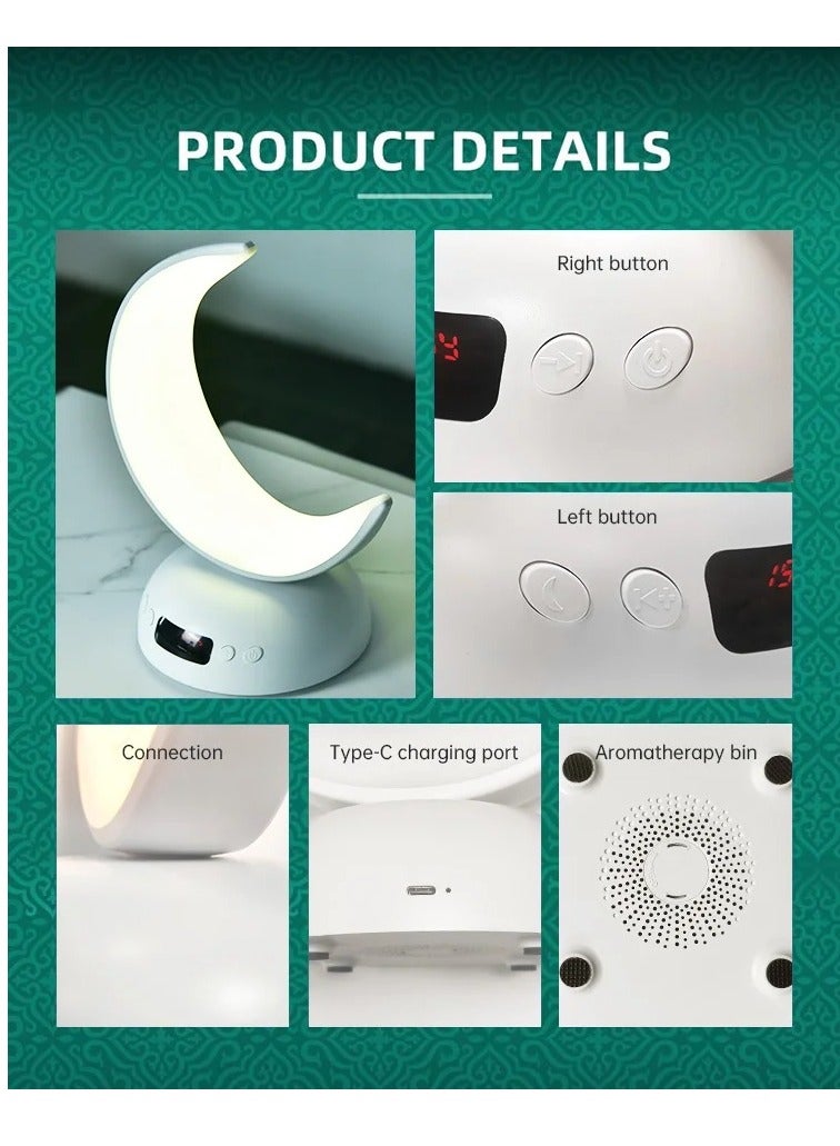 Equantu Quran Speaker LED Moon Lamp Blutooth Quran Speaker with Aromatherapy Function Azan Alarm Clock Quran Player Andriod iOS Control Soft night light quran player - Image 5