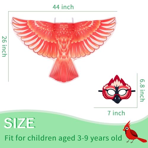 Creatoy Bird-Wings-Costume for Kids Eagle-Wings Toddler Owl Parrot Dress Up for Boys Girls with Mask Party Halloween Favors Gifts - Image 5