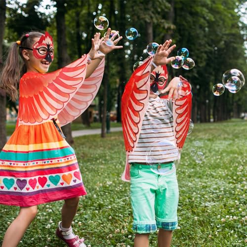 Creatoy Bird-Wings-Costume for Kids Eagle-Wings Toddler Owl Parrot Dress Up for Boys Girls with Mask Party Halloween Favors Gifts - Image 3