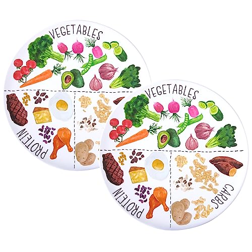 Viynran 10'' Portion Control Plate for Balanced Eating - Healthy Nutrition Plate for Adults and Teens - Melamine Dividers, Weight Loss, Diabetes Plate (2 Pack) - Image 2