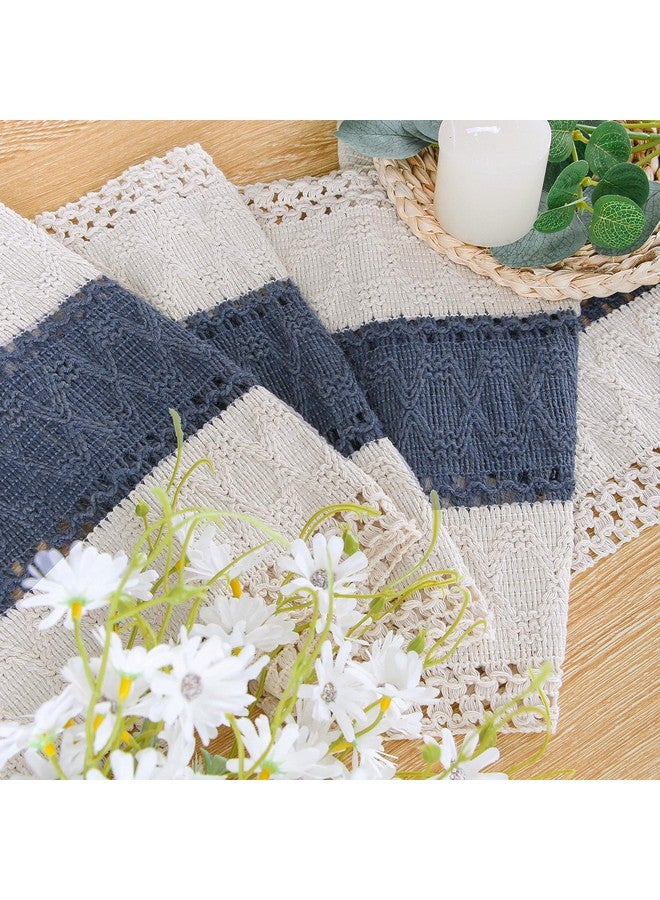 FEXIA Boho Blue Table Runner 72 Inches Long with Tassels Macrame Farmhouse Style Party Rustic Wedding Baby Bridal Shower Dining Decor (12x72 Inches) - Image 3