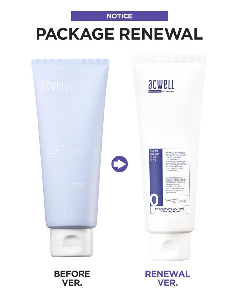 ACWELL pH Balancing Soothing Exfoliating Cleansing Foam 5.1 fl.oz. - AHA BHA PHA Exfoliating and Calming Facial Cleanser for Sensitive Skin, pH 5.5, Calms Acne and Blemishes, Moisturizing Bubble Foam - Image 2