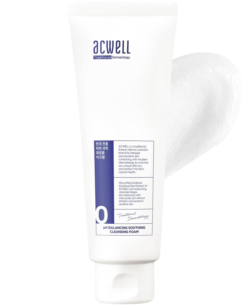 ACWELL pH Balancing Soothing Exfoliating Cleansing Foam 5.1 fl.oz. - AHA BHA PHA Exfoliating and Calming Facial Cleanser for Sensitive Skin, pH 5.5, Calms Acne and Blemishes, Moisturizing Bubble Foam - Image 1