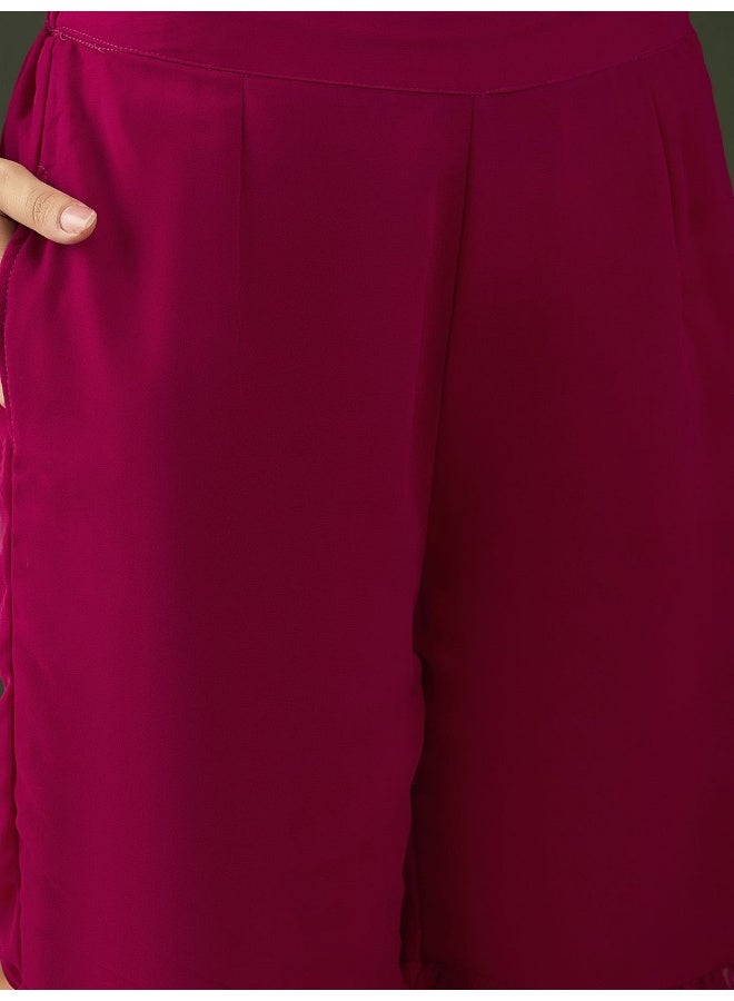 AKS Ethnic Motifs Embroidered Sequinned Kurta With Sharara & Dupatta  - Image 3
