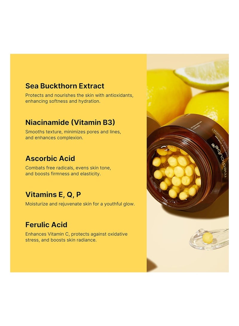 ميديكيوب ثنائي ميديكيوب لبشرة غير متساوية ومشدودة: مرطب عميق للوجه بكبسولة فيتامين سي الذهبية وكريم كبسولة الكولاجين الوردي من حمض السلمون النووي - Image 2