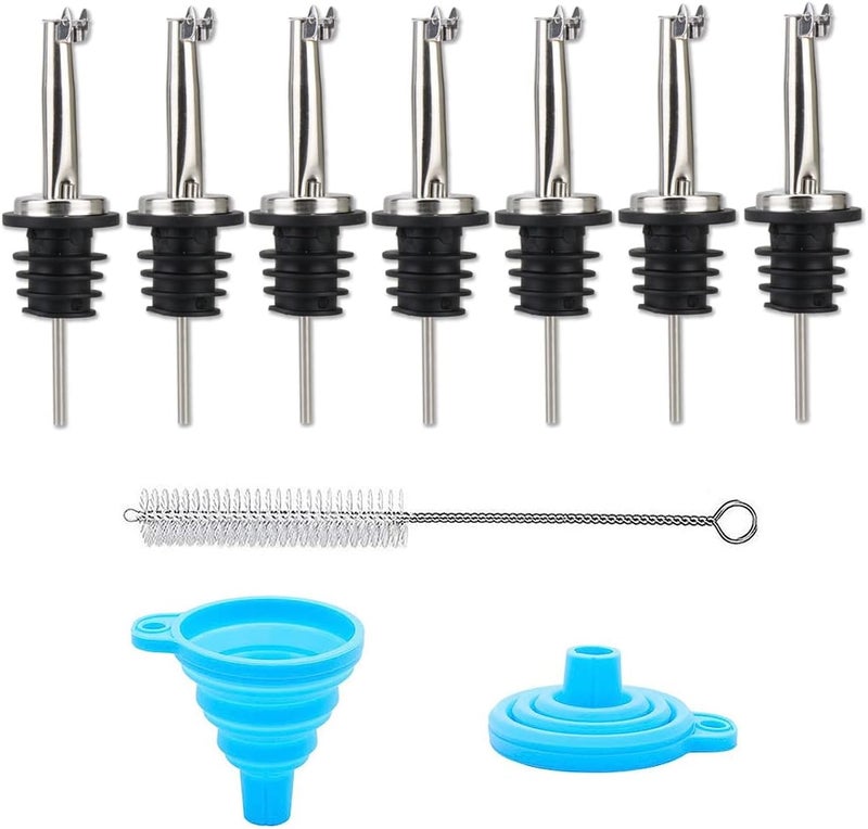 LEGERM Flip Top Pour Spouts for Olive Oil, Vinegar & Liquor Bottles - Stainless Steel Speed Pourers Nozzles for 3/4" Bottle | Multi-Purpose Drizzler for Kitchen & Bar set - Image 1