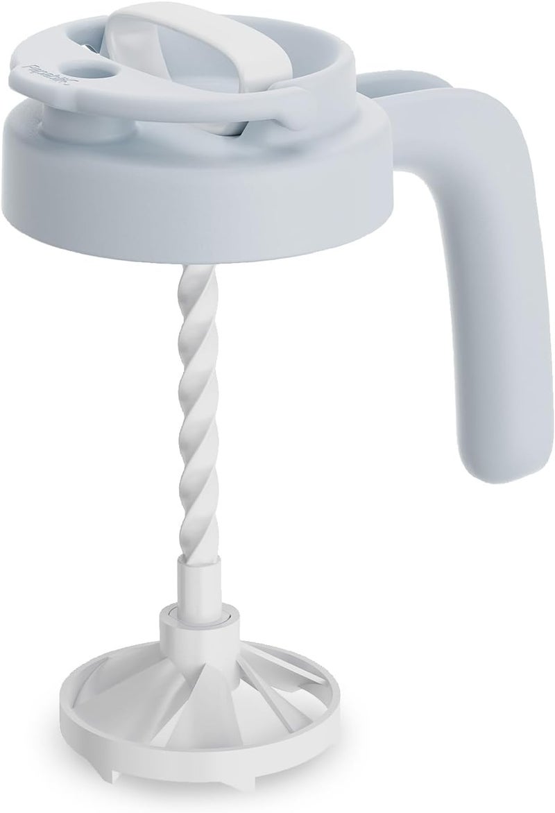 Papablic بابابليك 32 أونصة وعاء خلط الحليب مع غطاء مقبض خلط قفل قابل للطي لصب الحليب الصناعي والبروتين والقهوة باللون الأزرق - Image 1