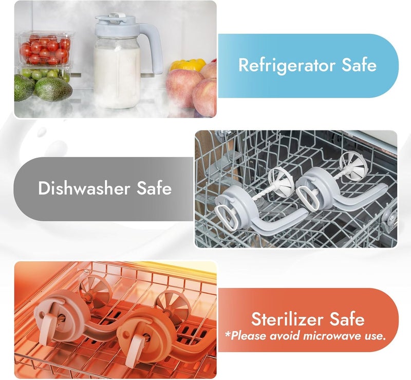 Papablic بابابليك 32 أونصة وعاء خلط الحليب مع غطاء مقبض خلط قفل قابل للطي لصب الحليب الصناعي والبروتين والقهوة باللون الأزرق - Image 3