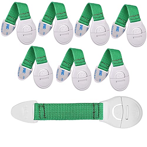 KitschKitsch® 8pcs Baby Infant Child Proofing Safety Locks Latches Door Cupboard Cabinet Fridge Drawer Locks (Green) - Image 1
