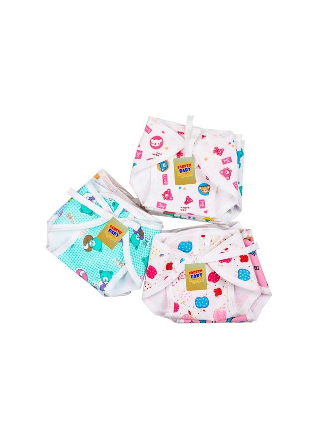 FARETO New Born Baby Double Layer 12 Cotton Nappies;Tying Langots;Cloths Nappies(Assorted)(Double Layer Cotton) (0 3 Months) - Image 3