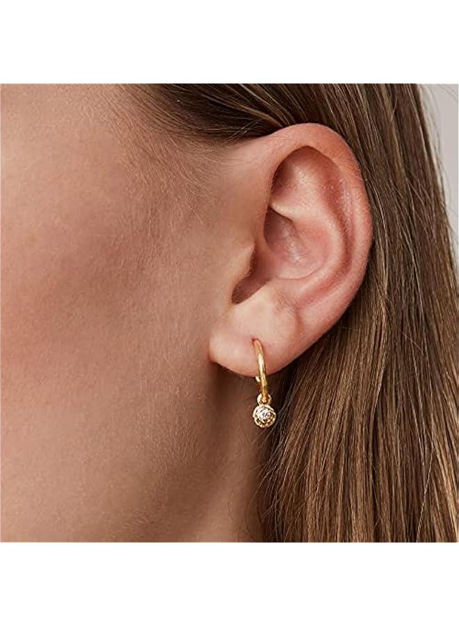 بافوا بافوي اقراط حلقية متدلية من الفضة الاسترلينية عيار 925 مطلية بالذهب عيار 14 قيراط | فراشة وعين الحسد والهمسة واللؤلؤ للنساء | اقراط حلقية متدلية عصرية - Image 2