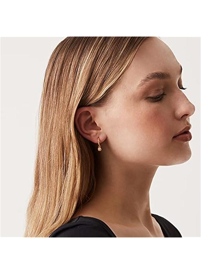 بافوا بافوي اقراط حلقية متدلية من الفضة الاسترلينية عيار 925 مطلية بالذهب عيار 14 قيراط | فراشة وعين الحسد والهمسة واللؤلؤ للنساء | اقراط حلقية متدلية عصرية - Image 4