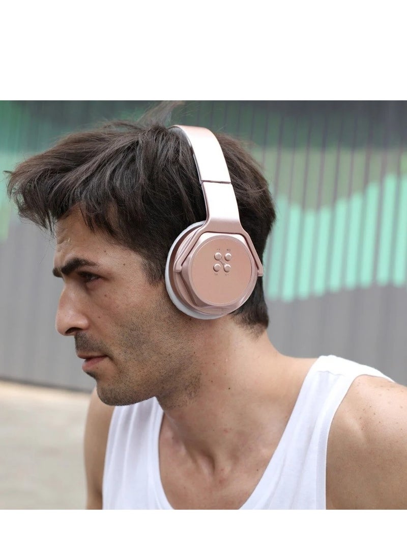 Sodo MH3 2-in-1 Wireless Bluetooth On-Ear Headphones and Twist Out Bluetooth Speaker, Sodo MH3 Wireless Headphone Headset in Rose Gold - Image 4