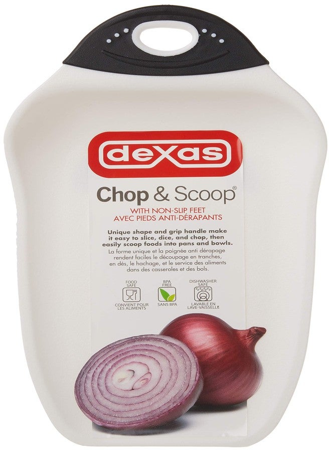 Dexas Chop & Scoop Cutting Board, Small 6.5 by 10.5 inches, White with Black Handle - Image 4