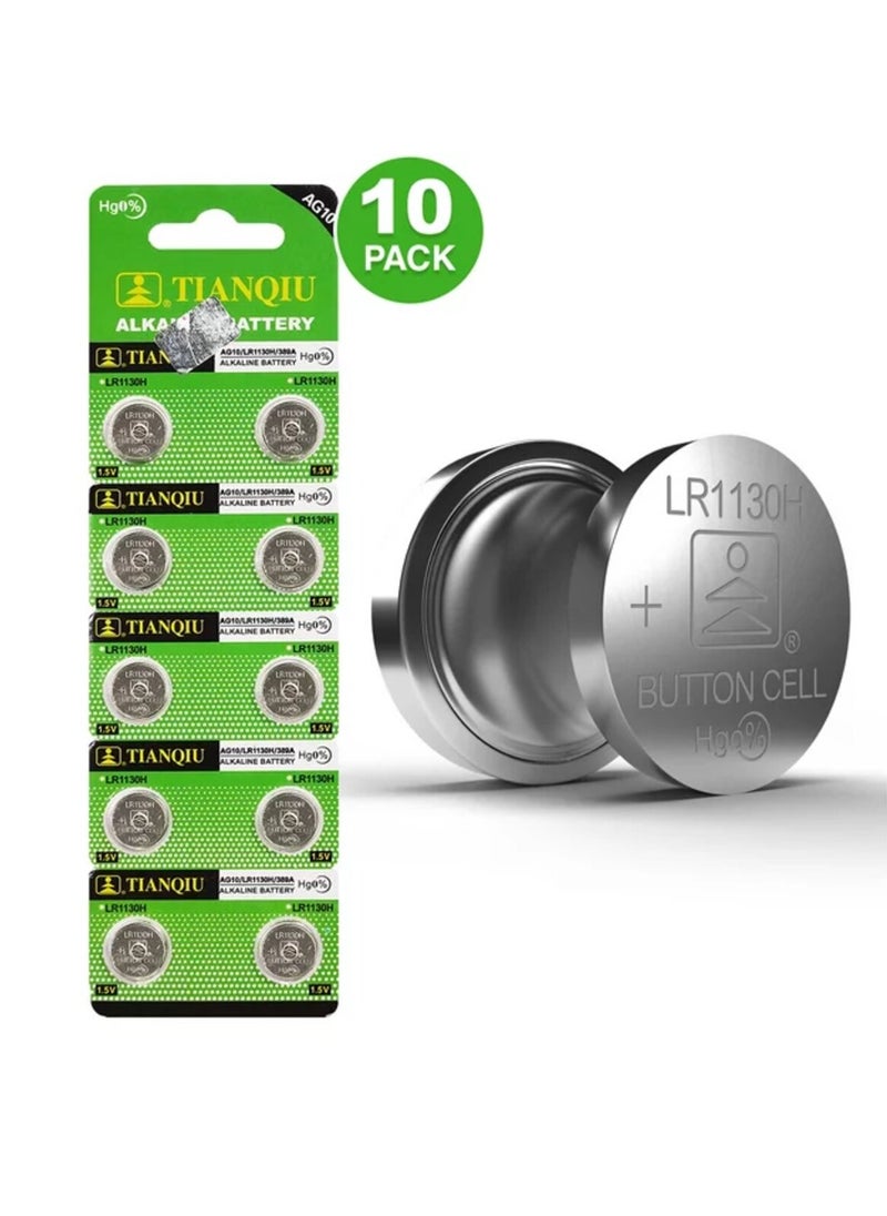 TIANQIU 10-Pieces Tianqiu AG10/ LR1130H/ 389A 1.5V Alkaline Batteries  - Image 1