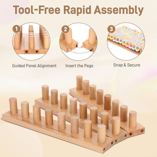 Sienson 48" Chunky Knitting Loom for Blanket Making – Adjustable Wood Frame, Portable DIY Hand Knitting Kit for Beginners, Reusable Blanket Loom for Bulky Yarn Crafts & Gifts - Image 4